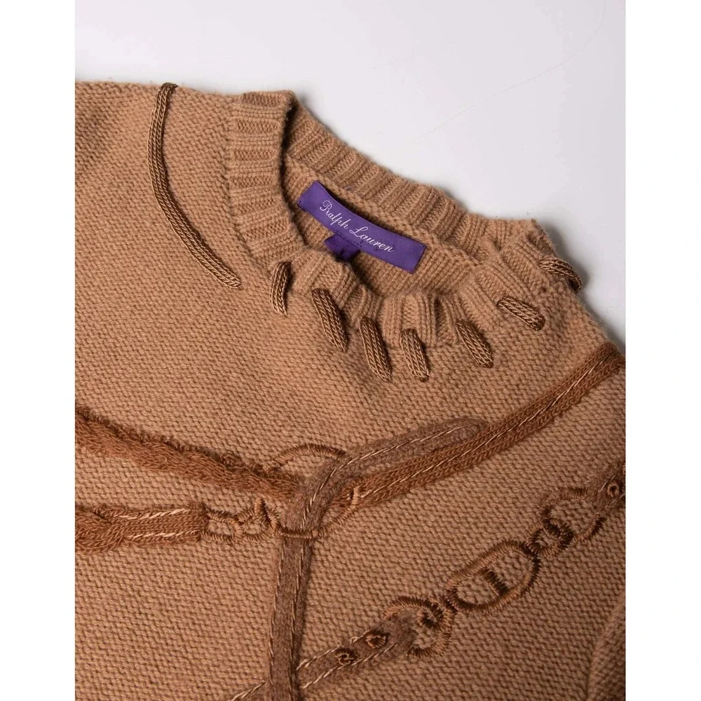 NWT‎ Ralph Lauren Collection Bridle Crewneck Wool Jumper Purple Label Size Large - Picture 4 of 15